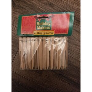 Vintage Wooden Clothes Pin - New 24 Count